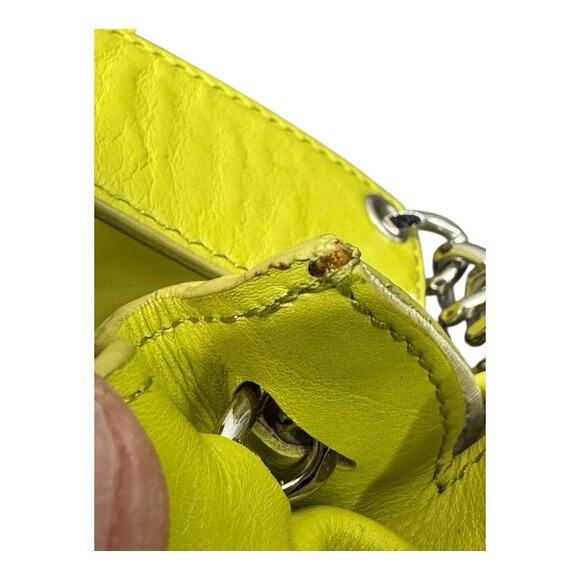 Sondra Roberts Squared Ruched Lime Green Clutch Chain Strap Bag - Picture 14 of 15